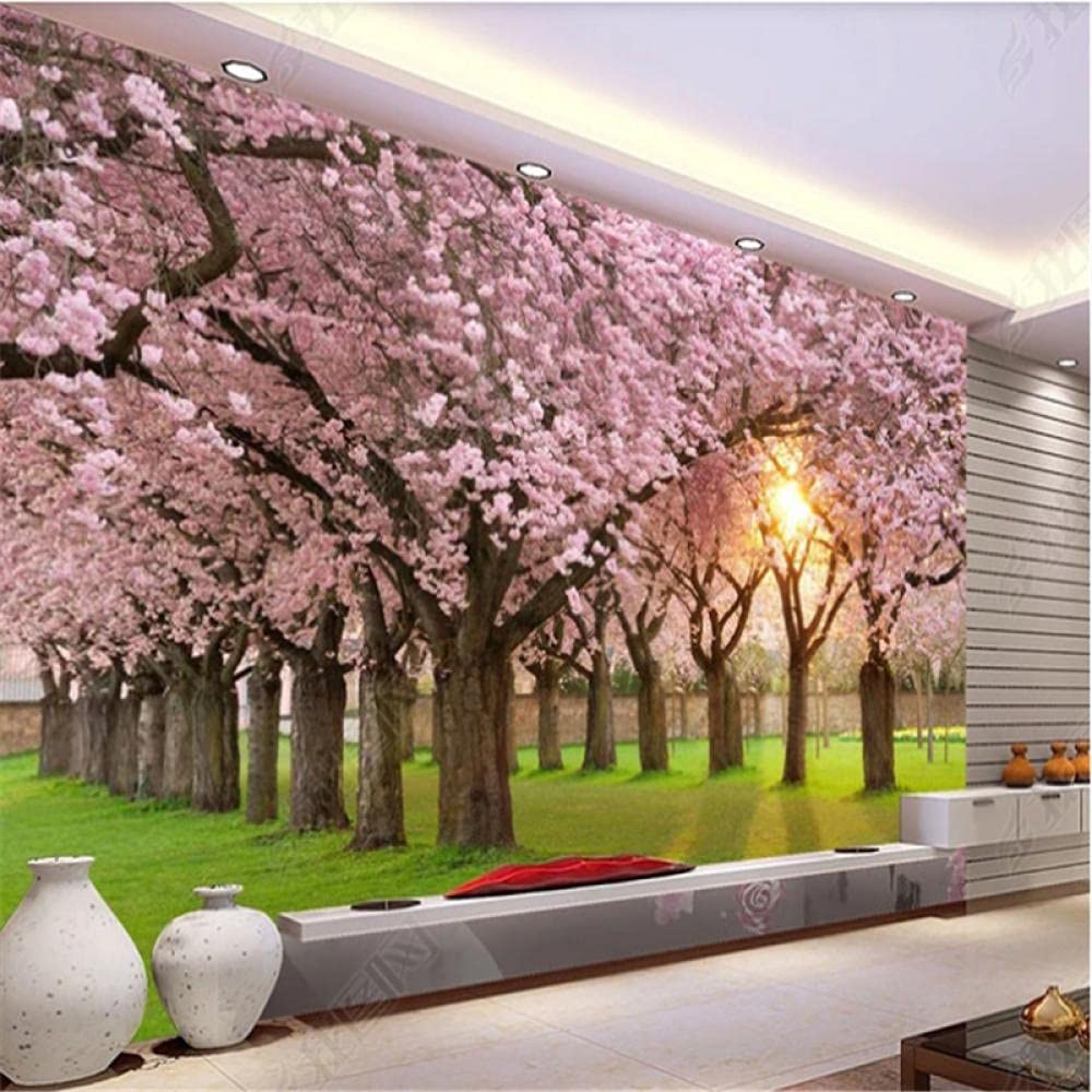 Amazon | 桜の木の森の写真の壁紙リビングルームの並木装飾絵画テレビ