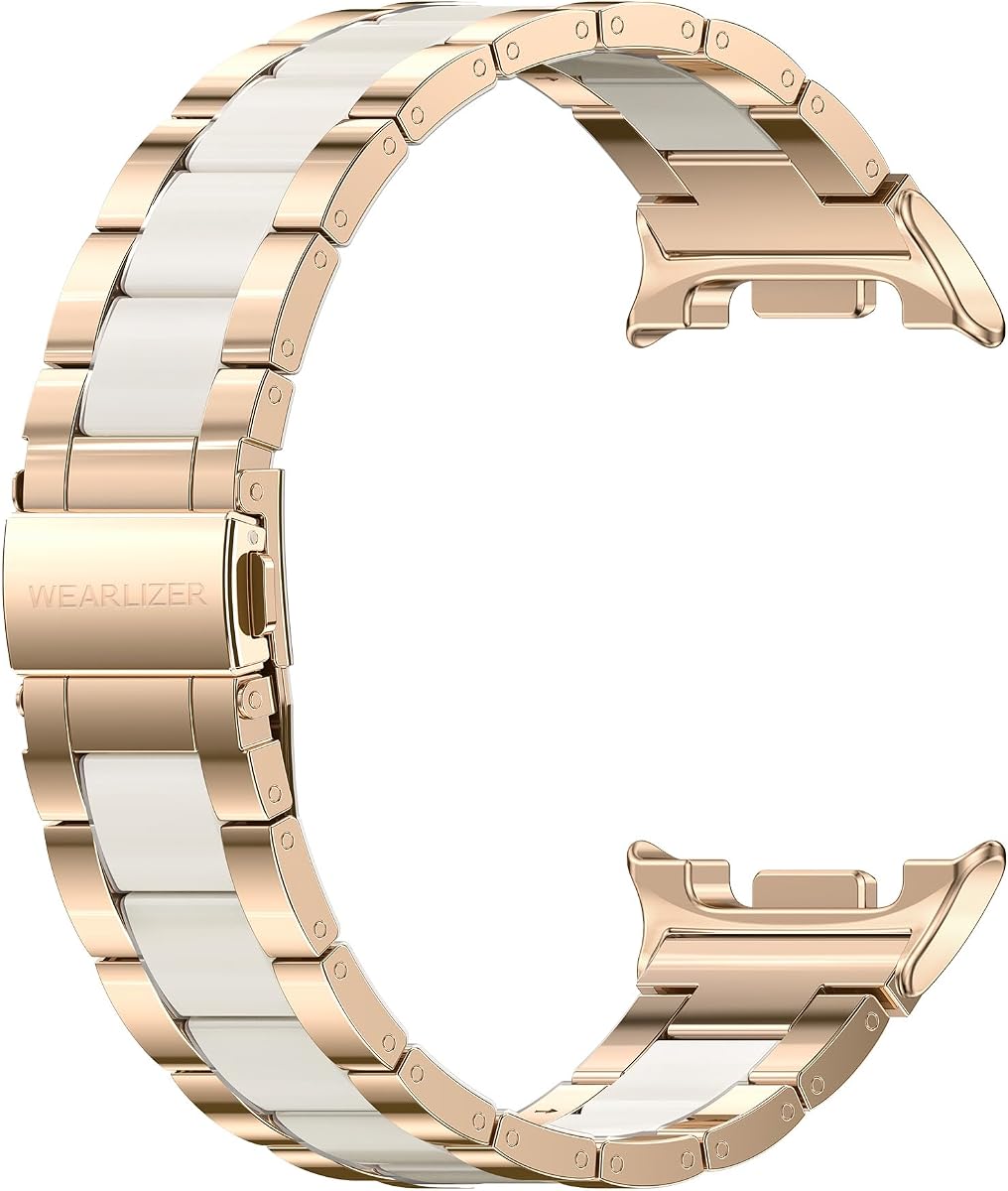 Wearlizer Bandas de metal esmaltado compatibles con Samsung Galaxy Watch 9/8 Band | Pulsera elegante con correa de acero inoxidable para Galaxy Watch 9/8 40mm 44mm/Watch 8 Classic 46mm Accesorios para mujer