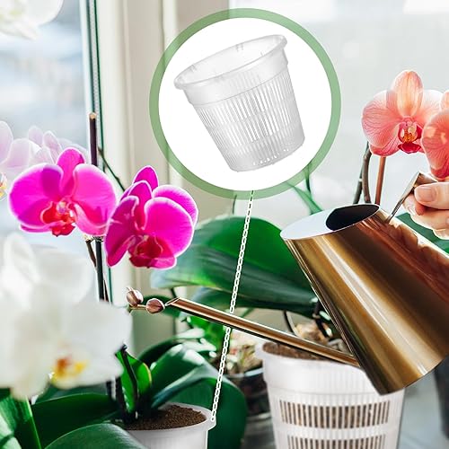 Miniatura 6 de 36 macetas de orquídeas con agujeros de drenaje de plástico para trasplantar, maceta de orquídea ranurada transparente transpirable para orquídeas