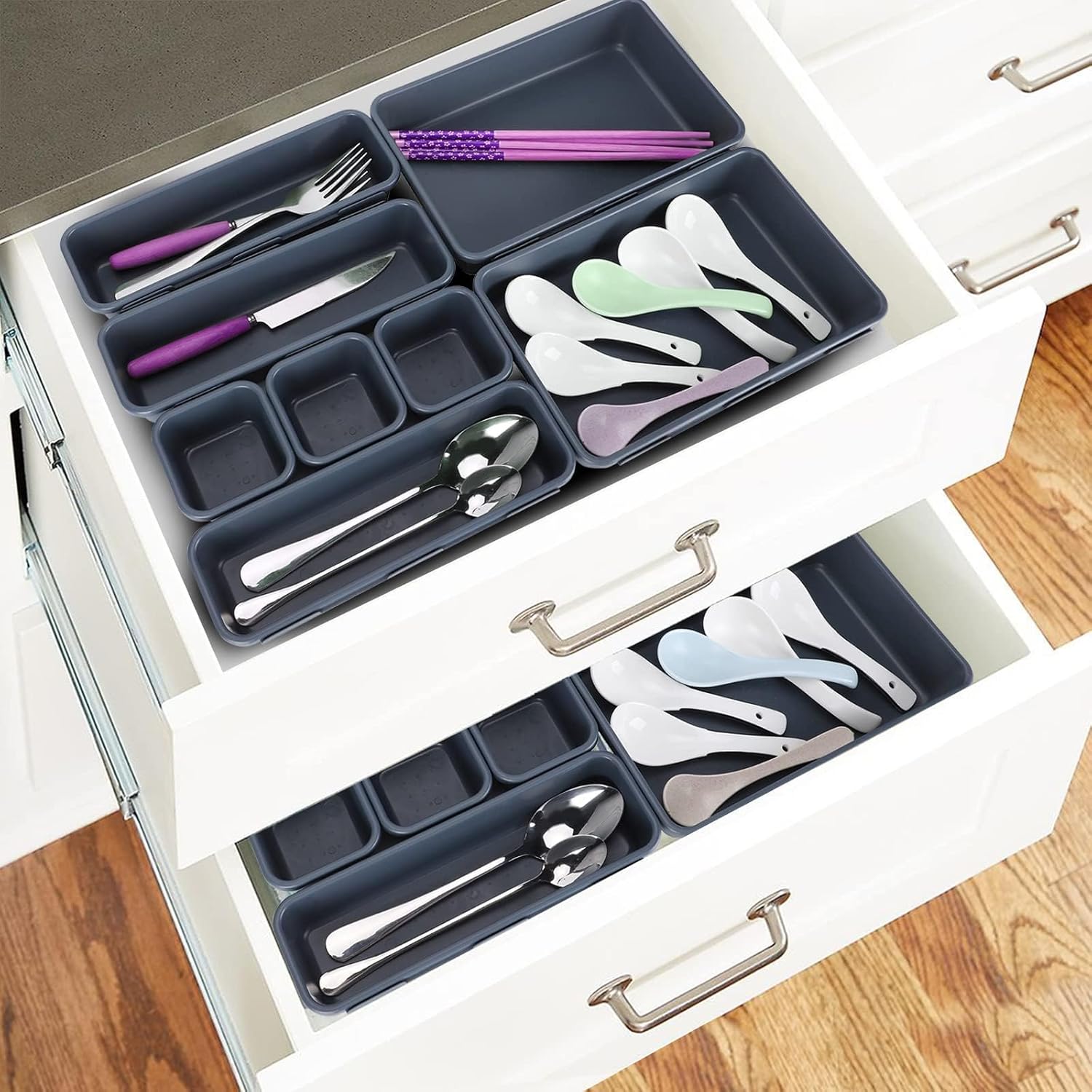 Spice Organiser Drawer Divider Bathroom Organiser Set Drawer Inserts 48 Pieces Separation System Spice Organiser Drawer Black Divider Bathroom Organiser Boxes Set