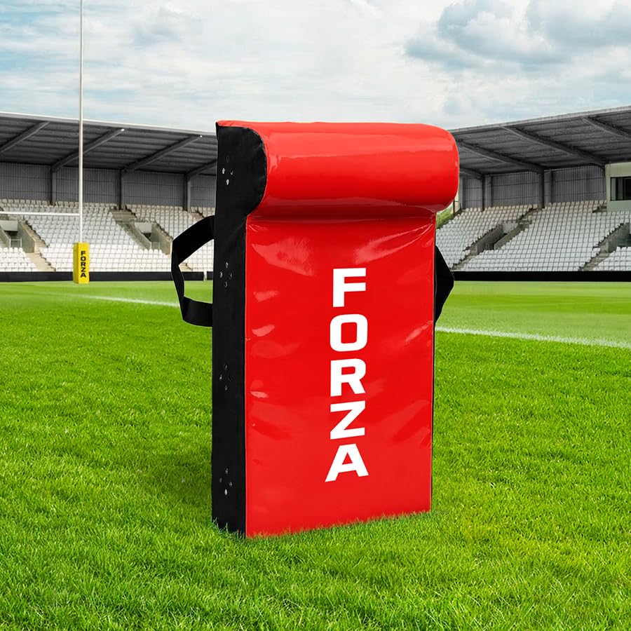 FORZA Rugby Tackle Shield with Top Wedge – High Density Foam Rugby Tackle Pad with 615gsm Waterproof Cover – Contact Training Shield for Rucking & Tackling Drills (Red, Youth)