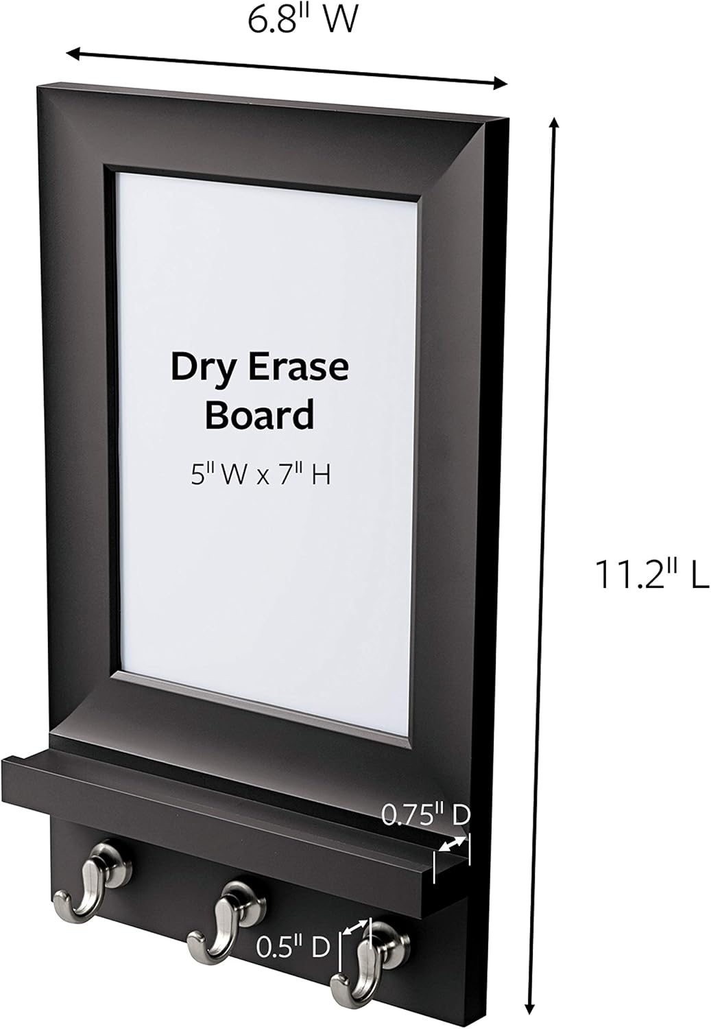 Command Dry Erase Message Center, Slate, 1-Message Center with Key Hooks, 8-Medium Strips, Great for dorm decor