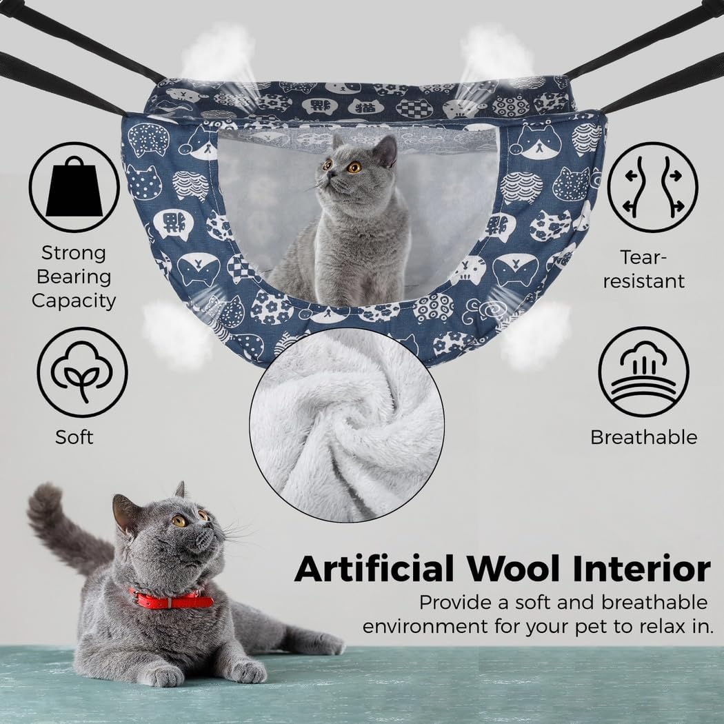 Pet Hanging Beds Soft Comfortable, 2 Pcs Cat Hammocks, Adjustable Cat Cage Hammocks, Cute Pet Hammock Beds for Hamster Rabbit Kitten Puppy