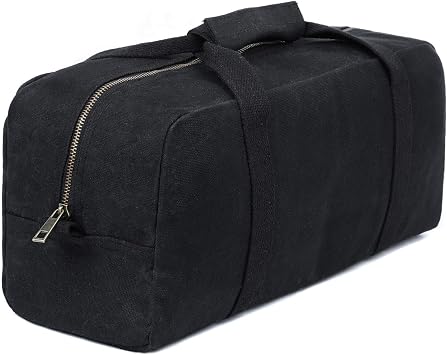 Heavy Duty Waxed Canvas Tool Bag, Multi-Purpose Waterpoof Garden Tote Bag, Portable Carry On Pouch Black