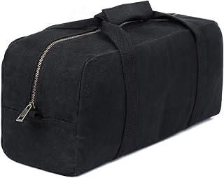 Heavy Duty Waxed Canvas Tool Bag, Multi-Purpose Waterpoof Garden Tote Bag, Portable Carry On Pouch (Black)