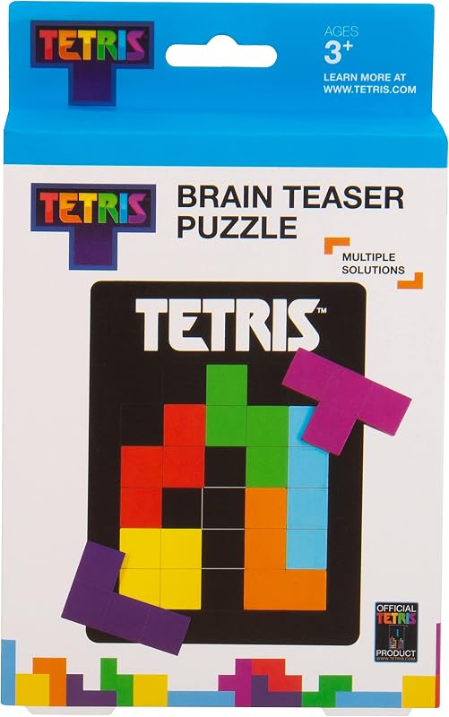 Tetris Tetrimino Shapes 3D Brain Teaser Puzzle. Includes 7 Wooden Tetrimino Pieces & Flat Wooden Puzzle Board. Officially Licensed Tetris Merchandise.