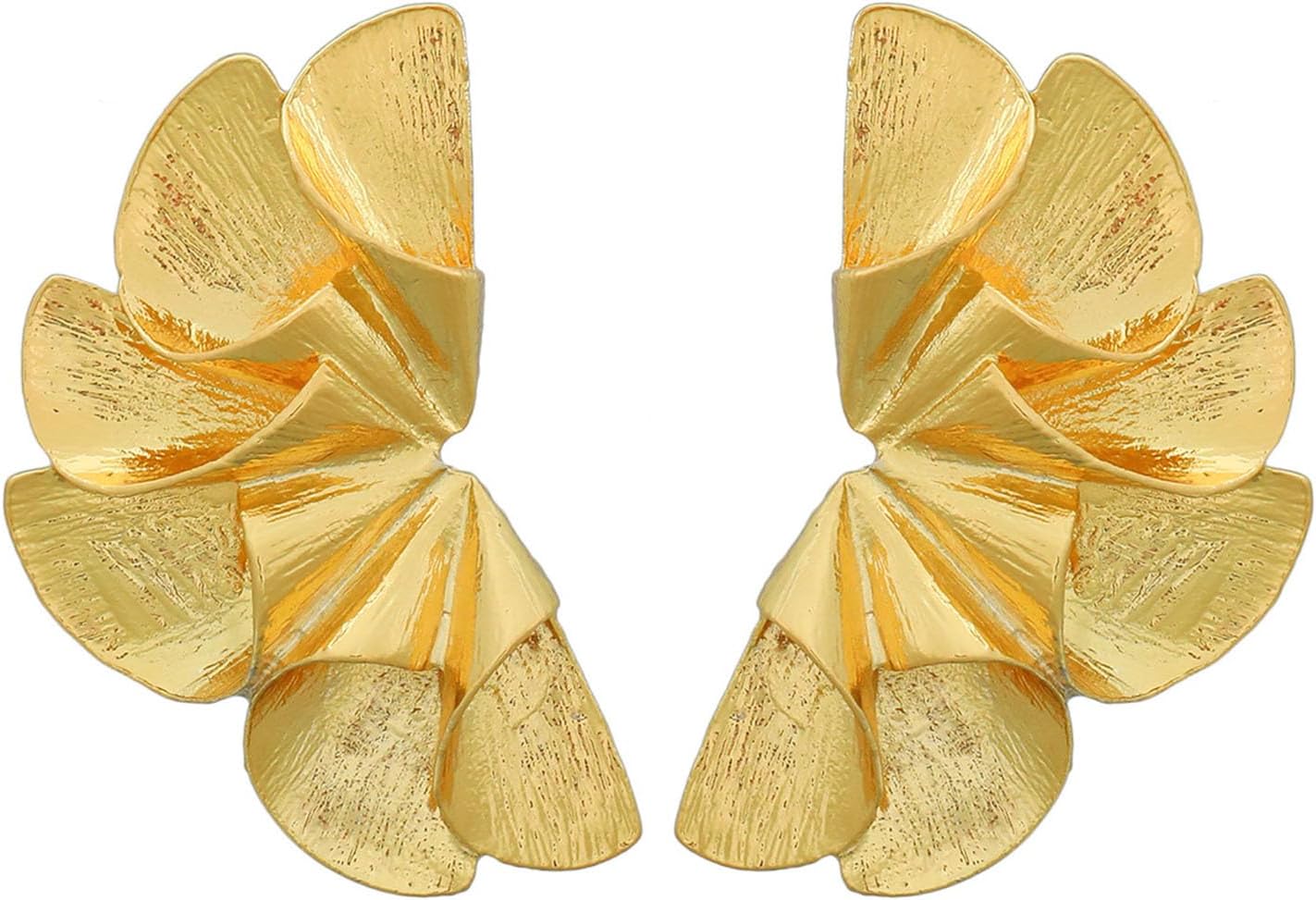 Gold Flower Earrings for Women Floral Dangle Earrings Large Flower Earrings Metal Sectored Leaf Earrings Floral Statement Earrings Holiday Party Birthday Jewelry Gift for Women