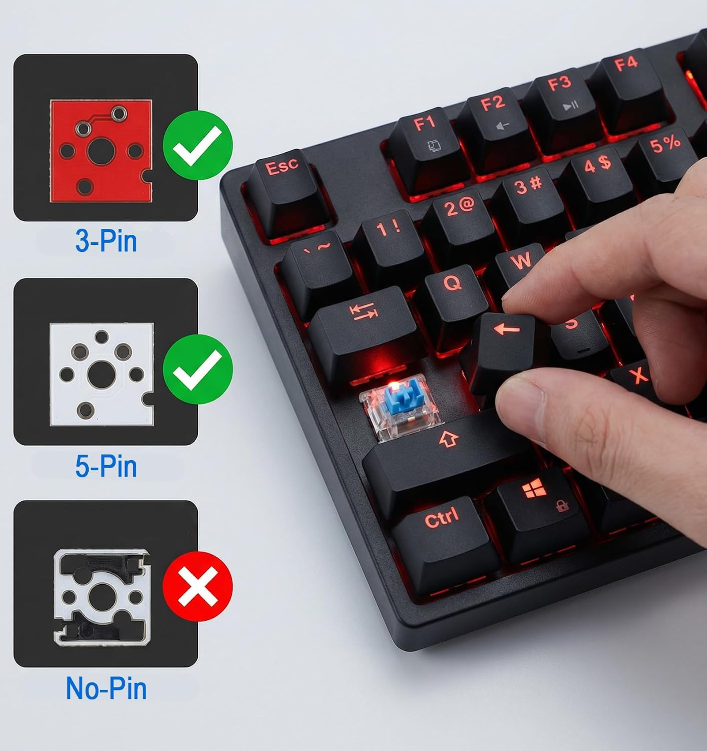 50 Pcs Standard Keyboard Clicker Switch for Mechanical Keyboards