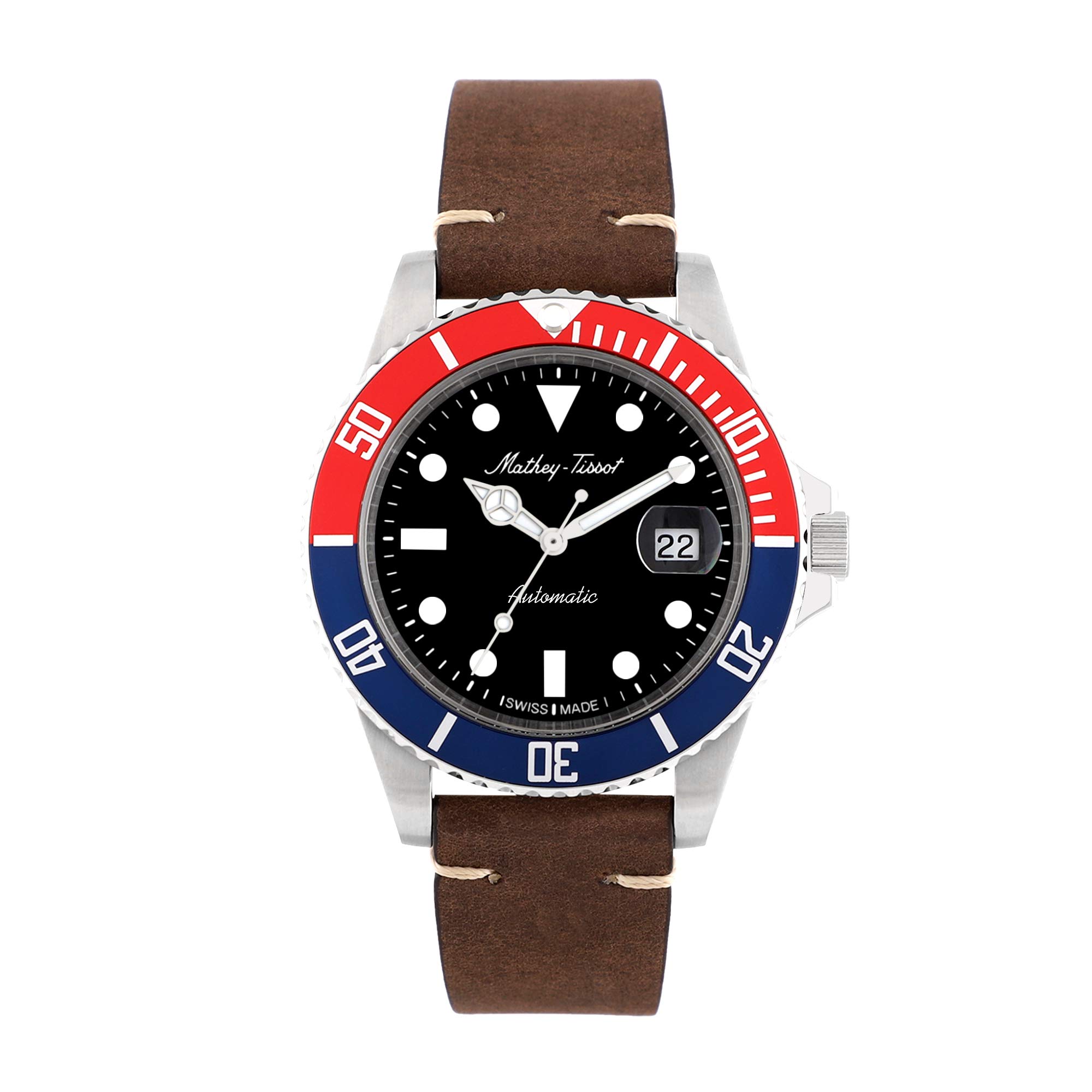 Mathey-Tissot Leather Swiss Made Automatic Analog Black Dial Mens Watch - H901Atlr, Band Color-Brown (B084FBRLY9) Amazon Price History, Amazon Price Tracker