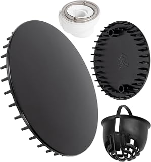 Abdeckhaube und Haarsieb Set für Duschabfluss, Ø 112 mm, kompatibel mit Viega Tempoplex Ablaufgarnitur ab Baujahr 2001-2006, Duschwanne Ablaufloch Abdeckung, schwarzer ABS ASA Deckel und Haarfilter