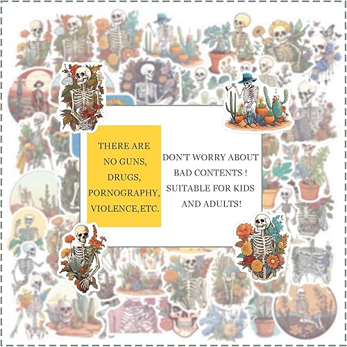 Miniatura 6 de 50 calcomanías de calavera para niños, calcomanías de vinilo para laptop, botellas de agua, equipaje, computadora, patineta, guitarra