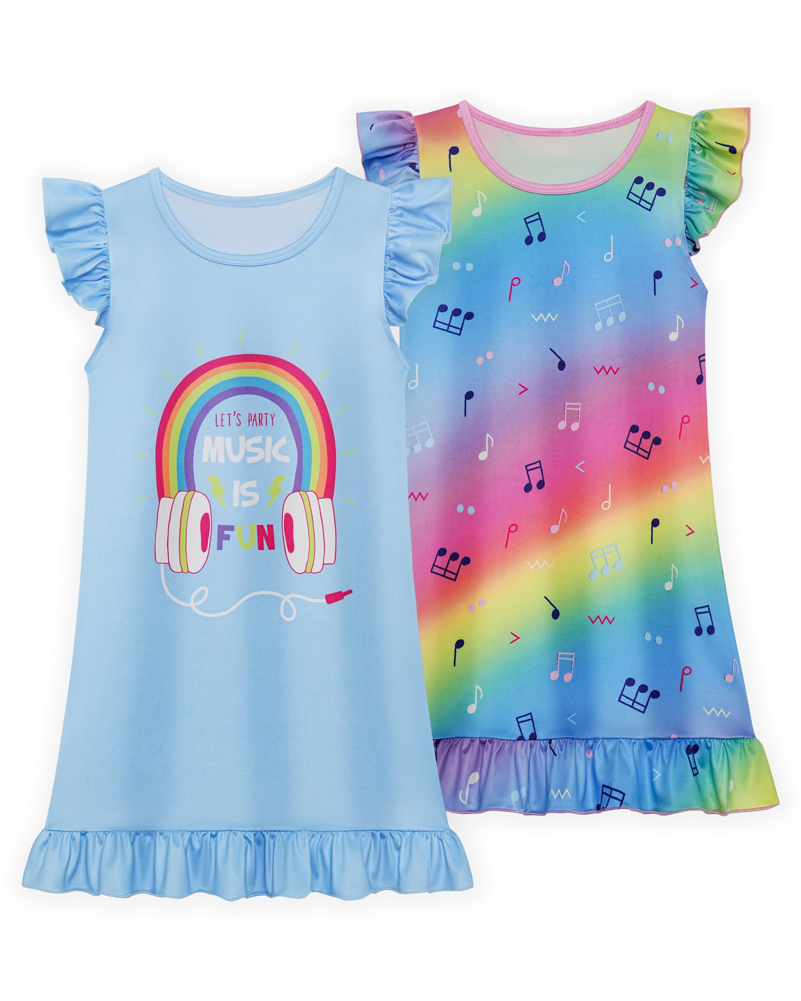 LQSZ Girls Nightgowns Soft Toddler Princess Pajamas Dress for Kids 2pcs