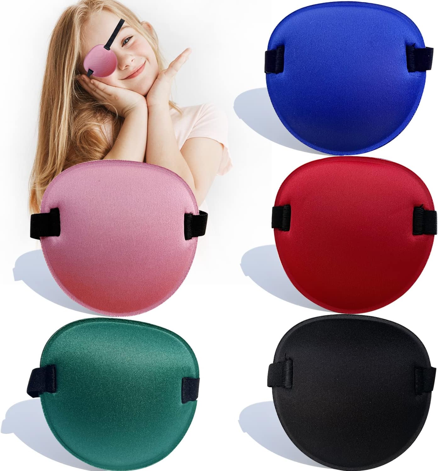 5PCS Eye Patch, Super Soft Eye Patches, Adjustable Medical Eye Patch for Adults and Kids, Amblyopia Lazy Eye Patches for Left or Right Eyes, 5 Colors