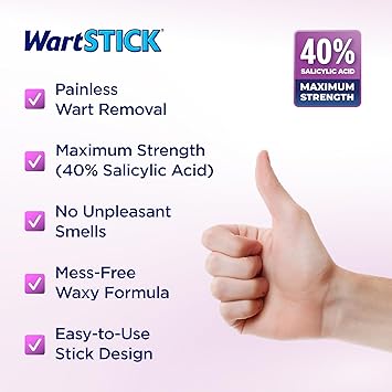 WartStick Maximum Strength Salicylic Acid Solid-Stick Common and Plantar Wart Remover 0.2 Oz