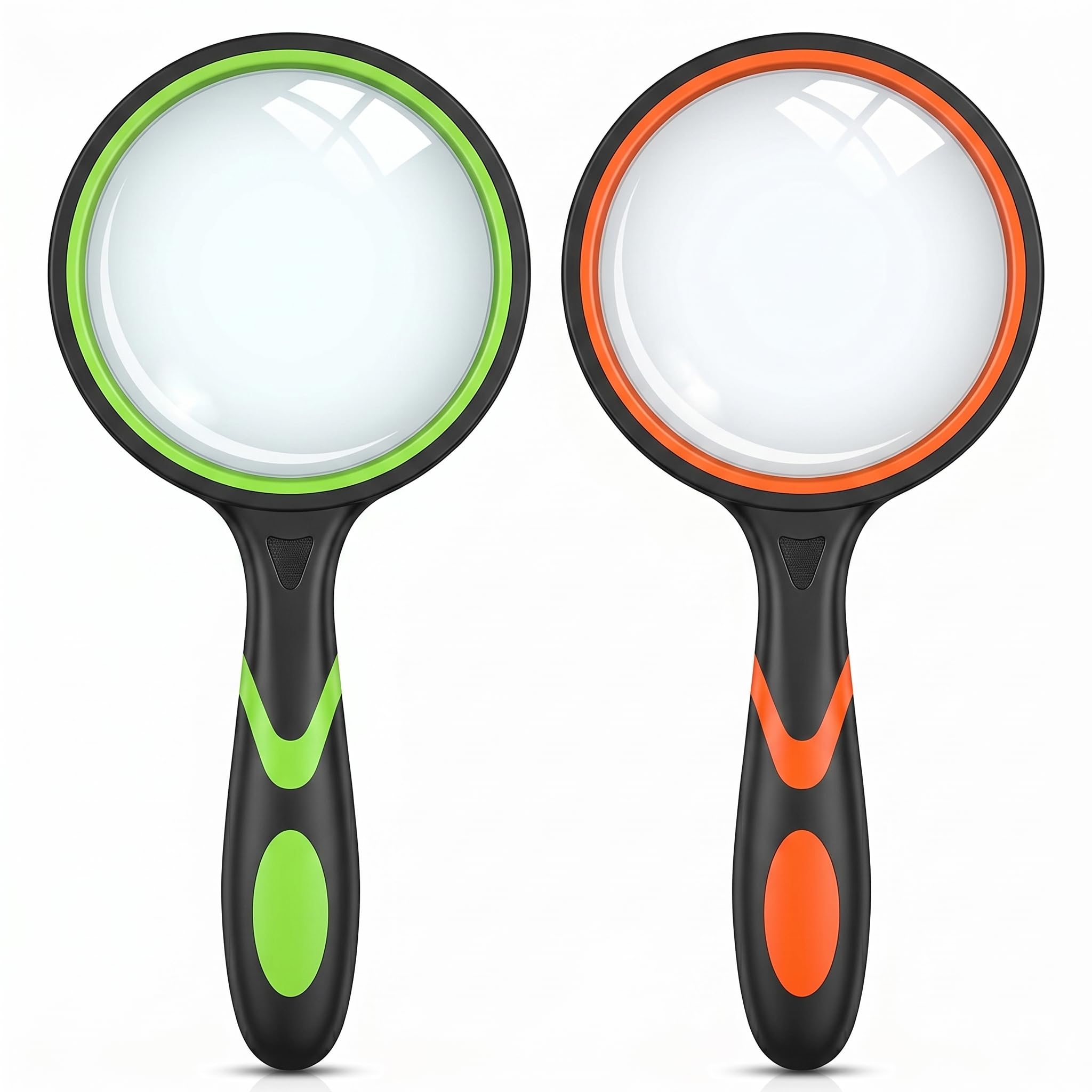 2 PACK Magnifying Glass, 10X Handheld Magnifying Glasses for Reading Magnifier with Non-Slip Soft Rubber, Shatterproof Portable Magnifying Mirror for Seniors Reading, Inspection and Exploring