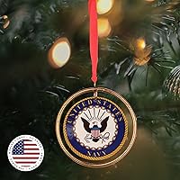 Vista 2 de Red Carpet - Adorno de recuerdo de estudio militar/servicios armados, patriótico, de metal, 3 pulgadas, azul marino
