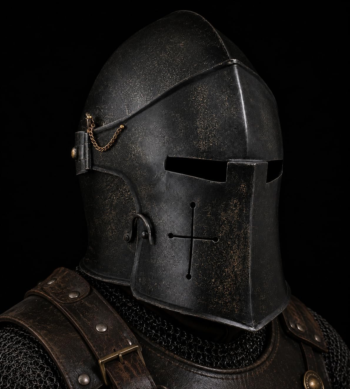 Barbuta Medieval Knight Helmet with Face Guard Metal Armor, Historical Armor Helmet for Costume