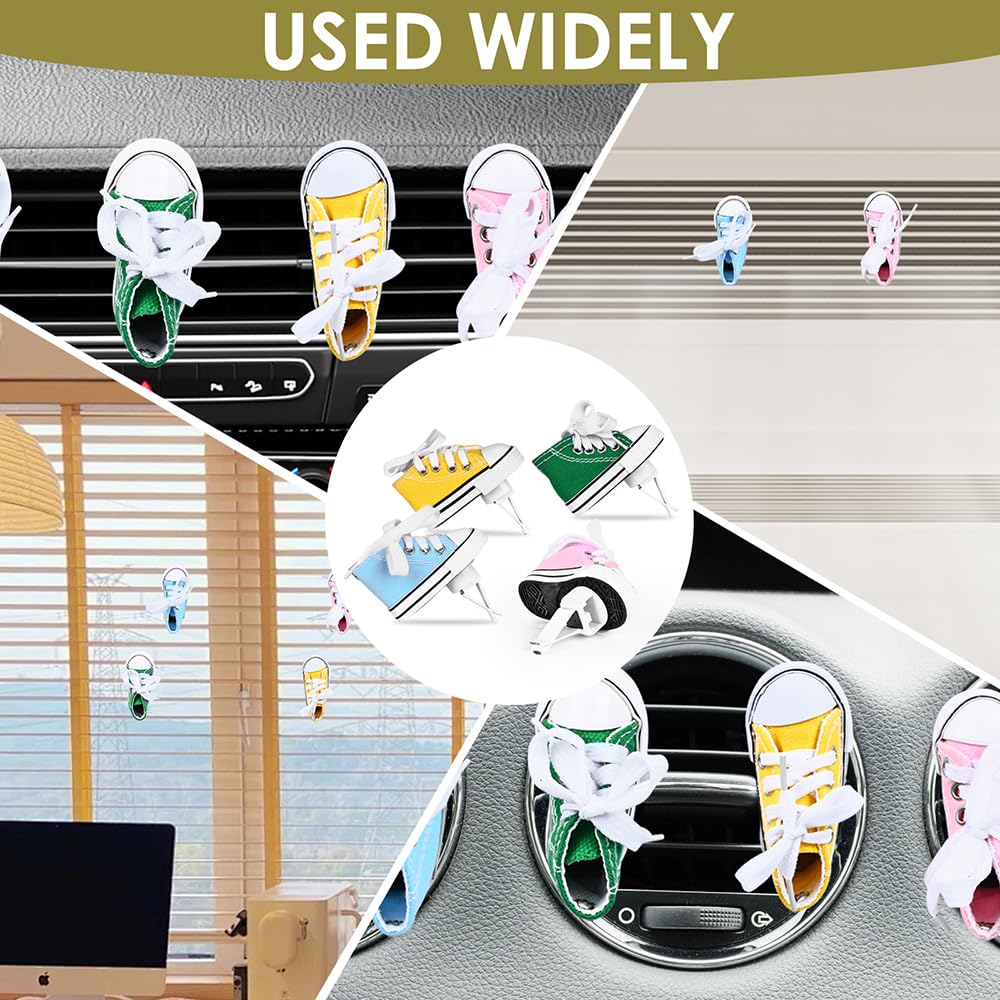 Paquete de 4 ambientadores para coche, bonitos zapatos, ambientadores de clip de ventilación de coche con 4 piezas de pastillas de aromas reutilizables, accesorios de coche para mujeres/hombres