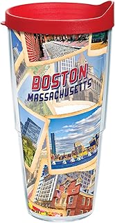 Tervis Massachusetts - Boston Collage Postcard Tumbler with Wrap and Red Lid 24oz, Clear