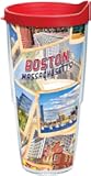 Tervis Massachusetts - Boston Collage Postcard Tumbler with Wrap and Red Lid 24oz, Clear
