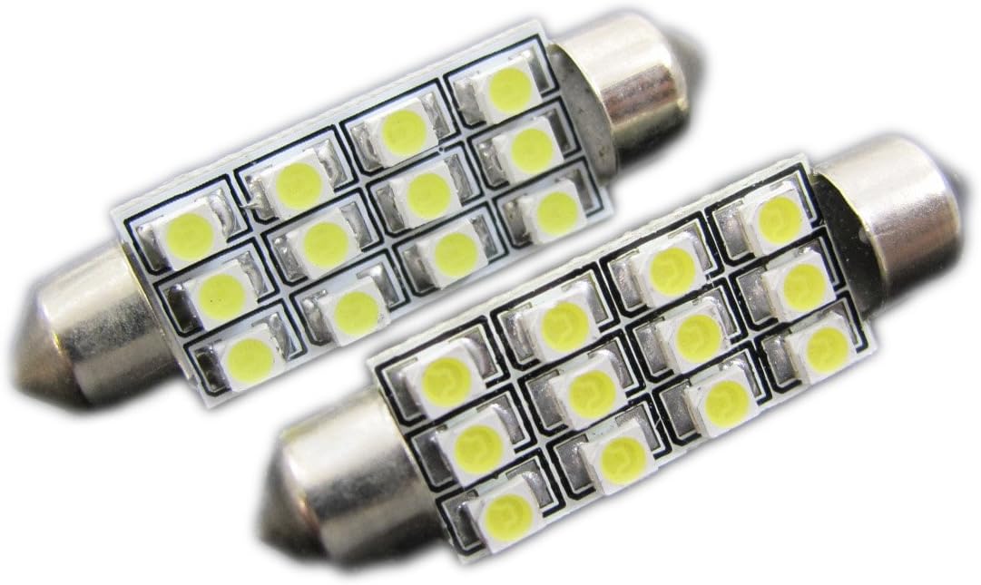 JLC 12-SMD D42 Festoon Light Bulbs - 1210 SMD LED Chips - Brilliant Red