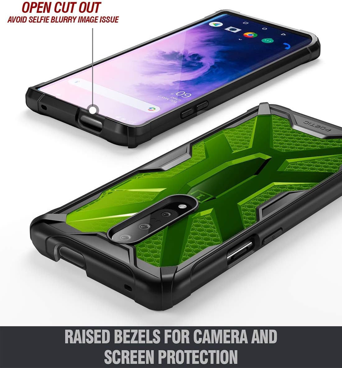 OnePlus 7 Pro Case, Poetic Premium Hybrid Protective Clear Bumper Cover, Rugged Lightweight, Military Grade Drop Tested, Affinity Series, for OnePlus 7 Pro (2019), Citron Green