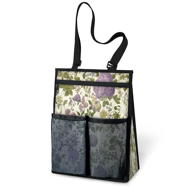 Ourtheme Vintage Flowers Theme Portable Shower Bag for Travel Gym Camp Beach Tote Shower Caddy Bags Hanging Toiletry