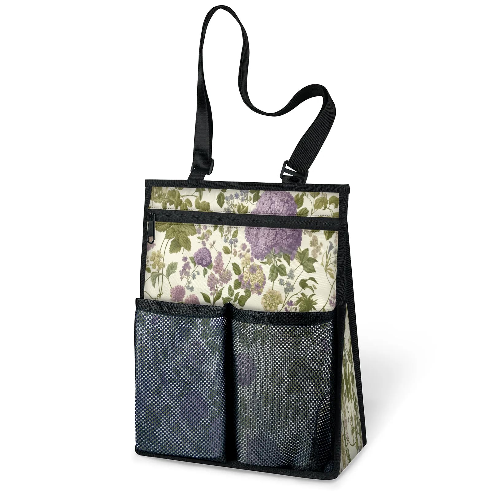 Ourtheme Vintage Flowers Theme Portable Shower Bag for Travel Gym Camp Beach Tote Shower Caddy Bags Hanging Toiletry