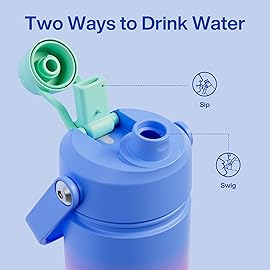 ENCOOL Insulated Water Bottle with Straw Stainless Steel Water Bottle, Leak-Proof, BPA-Free, Double Wall Vacuum Keeps Cold for 24 Hours for Sports, Travel, School (18 oz, Frosted Lilac)