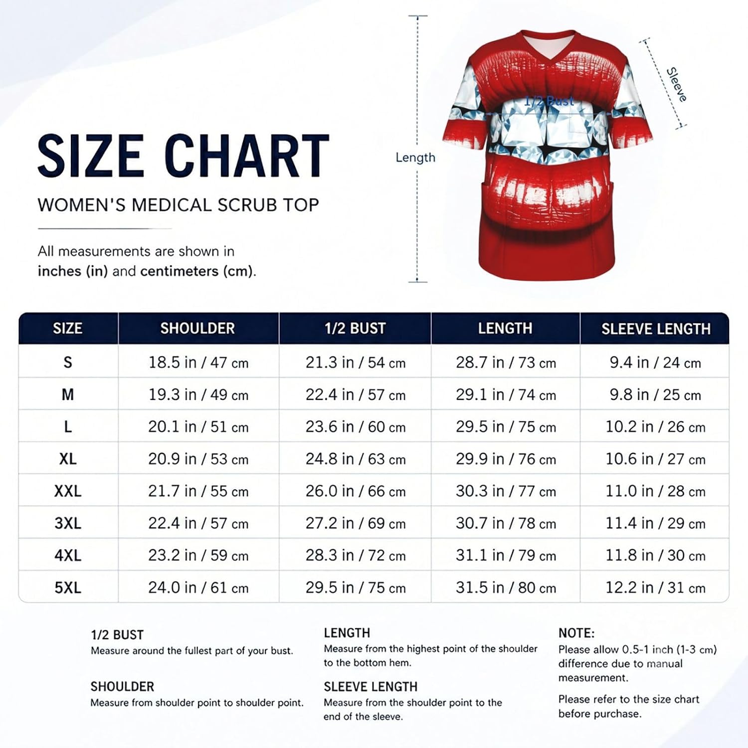 Professional Scrub Tops for Men, Classic V-Neck Workwear with 3 Pockets