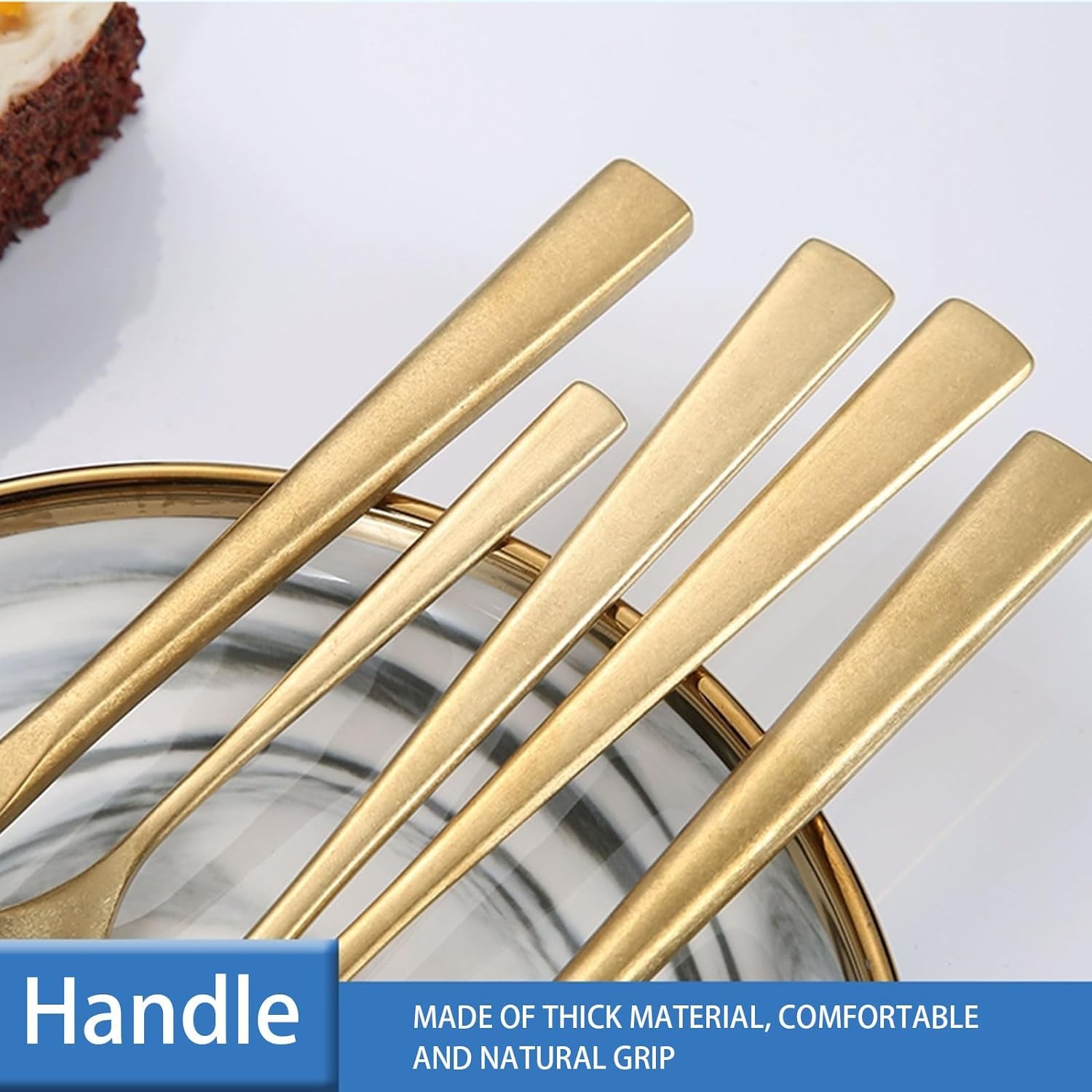 Rieort Ensemble de Couverts 4 pièces Couteau Fourchette cuillère en Acier Inoxydable fourchettes à dîner Ensemble d'argenterie réutilisable Couteaux à dîner cuillères de Table de Cuisine