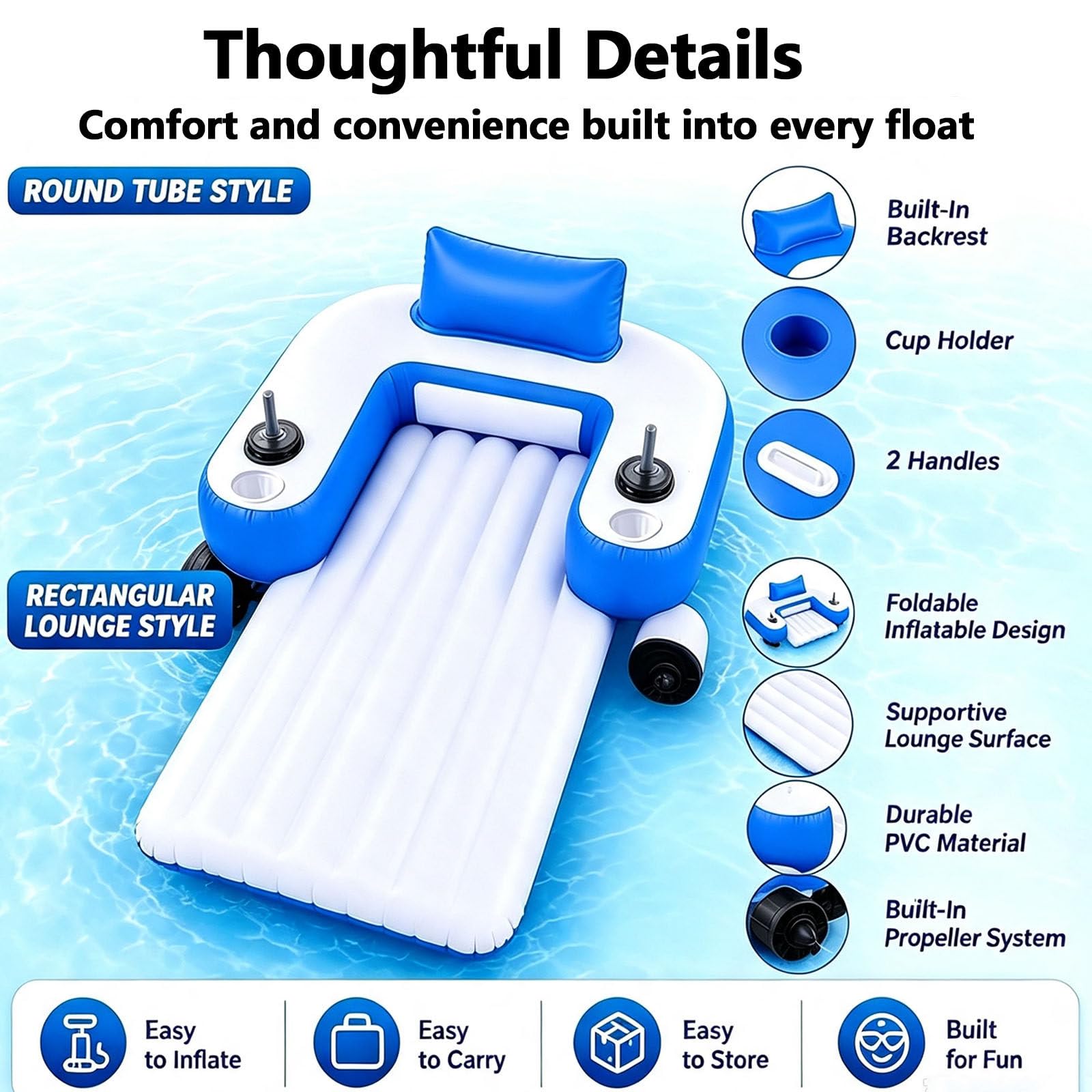 Flotador Tanque Inflable Motor,Tumbona Eléctrica 360° Piscina Propulsor A | Joystick de Control,330 Lb Capacidad Perfecto para Relajarse en Piscina,Lago o Playa