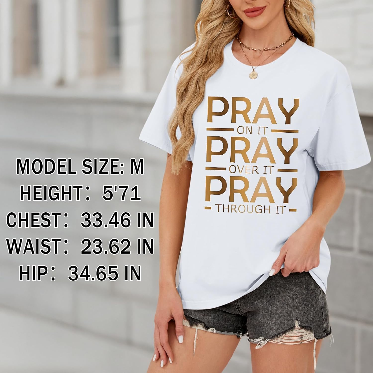 Tuislay Christian Shirts for Women Pray On It Pray Over It Pray Through It T Shirt Faith Graphic Tees Jesus Religious Tshirts - Image 5