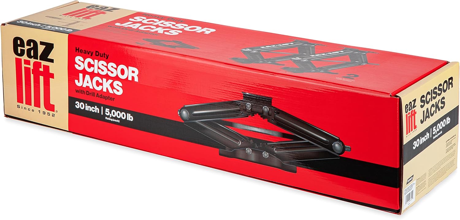 Camco 48830 Eaz-Lift 24" RV Stabilizing Scissor Jack| Fits Pop-Up Campers and Travel Trailers | Supports Up to 7,500 lb.| 2-Pack : Automotive