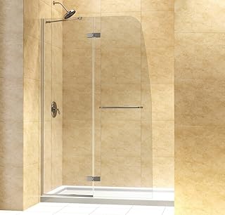 Aqua Ultra 45 in. W x 72 in. H Frameless Hinged Shower Door in Chrome