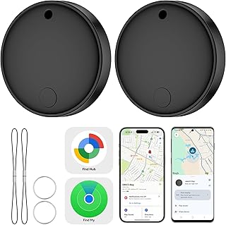 eirix Lot de 2 traqueurs intelligents Bluetooth pour iOS et Android, fonctionne avec Apple Find My App ou Google Find Hub, localisateur d'articles (noir 2P)