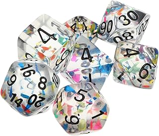Totority 7 Pçs Tiras Coloridas Dados De Jogos De Azar Dados Poliédricos Acrílicos Decoram Dados Do Tabuleiro De Damas Em Dados Mini Dados Multifacetados Cosplay Jogos De Festa De