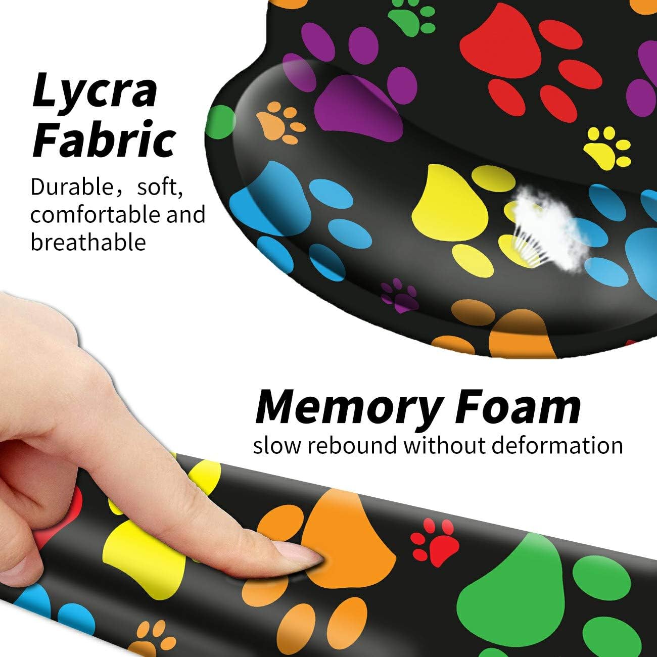 Wrist Rest for Computer Keyboard and Mouse Pad with Wrist Support Gel, Cute Dog Paw Ergonomic Mousepad Comfortable Keyboard Pad Set Non-Slip Base Come with A Cute Coaster