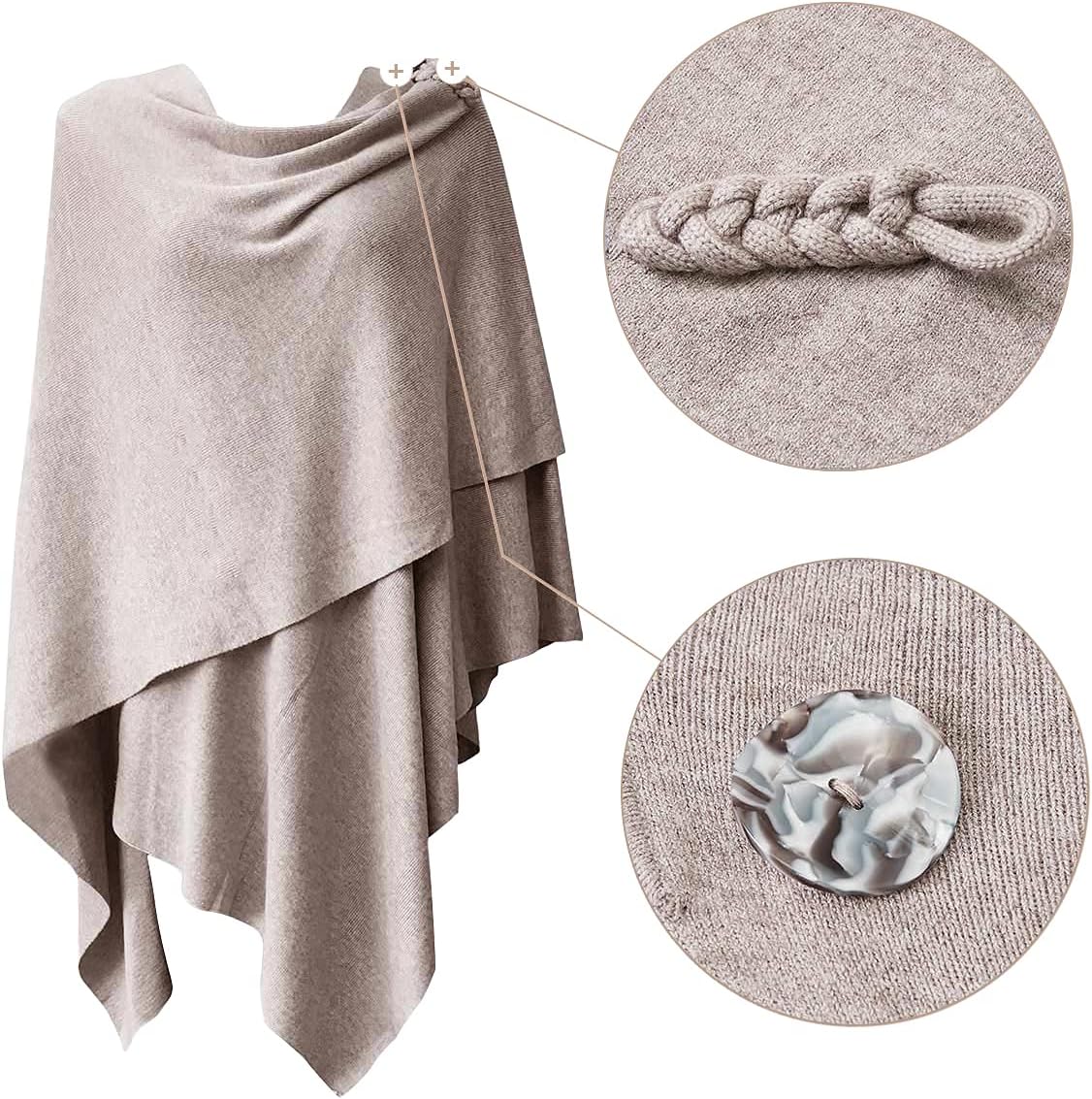 PULI Womens Large Cross Front Poncho Sweater Wrap Topper Knitted Elegant Shawls Cape for Fall Winter - Image 3