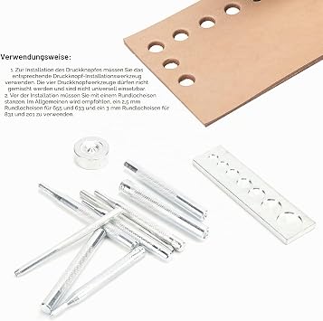 Push Button Kit 11 Piece Professional Leather Craft Tool Push Button Installation Kit for DIY Installation Buttons