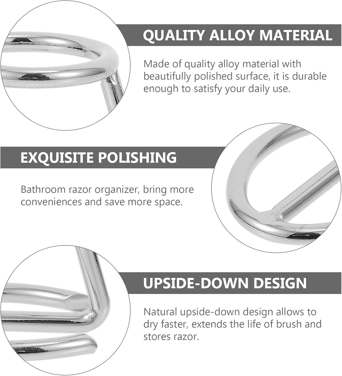 Ferroalloy Razor Holder and Beard Brush Stand, Silver Metal Shaving Rack for Men’s Bathroom Storage, Practical Standing Razor Brush Organizer for Daily Shaving Supplies