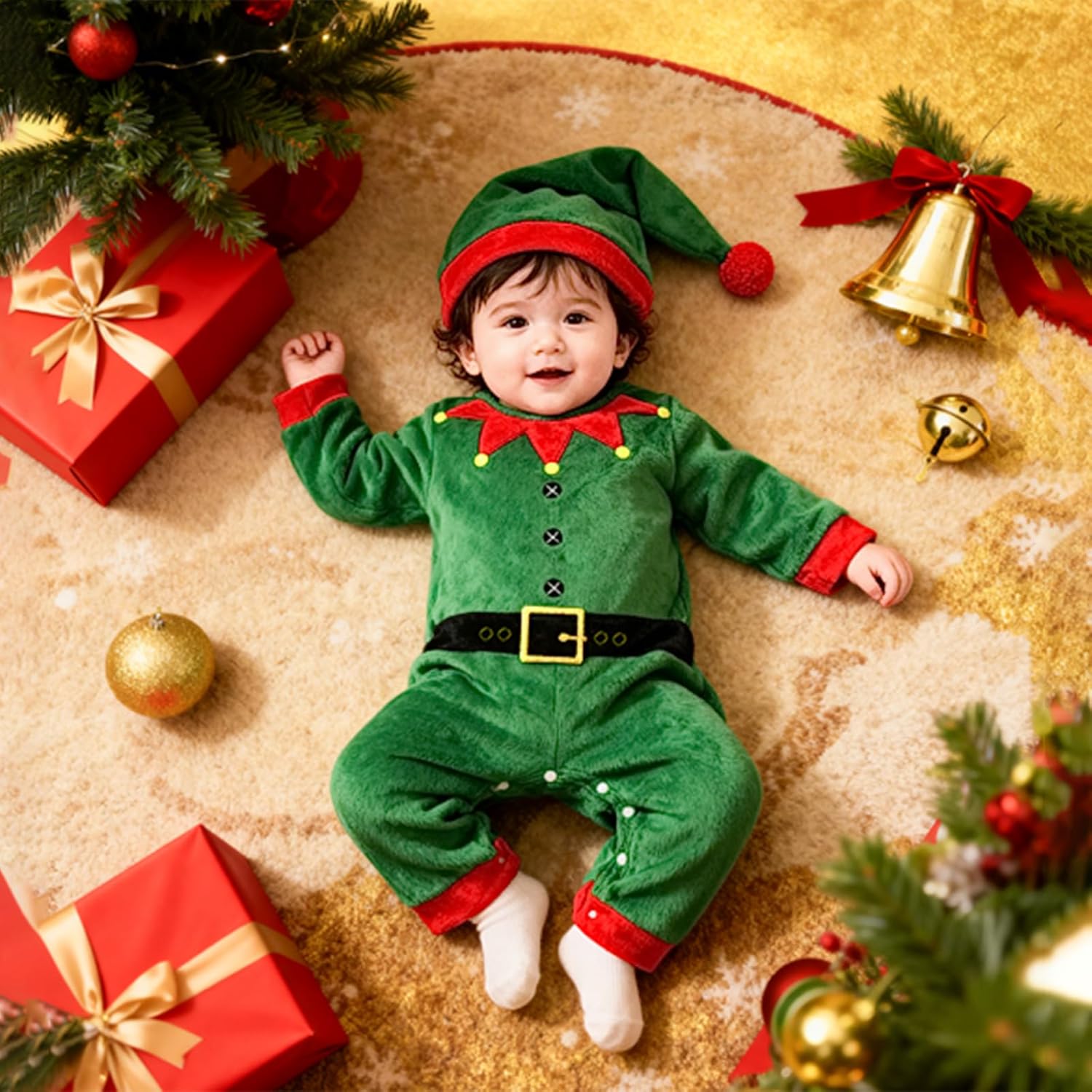 Newborn Merry Christmas Baby Boy Girl Outfit Long Sleeve Print Jumpsuit Onesie Infant Winter Clothes - Image 2