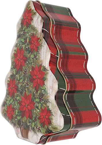 Miniatura 4 de Lata de caramelo de Navidad, contenedor de almacenamiento de Navidad de metal, latas de galletas de Navidad, hojalata en forma de árbol de Navidad,