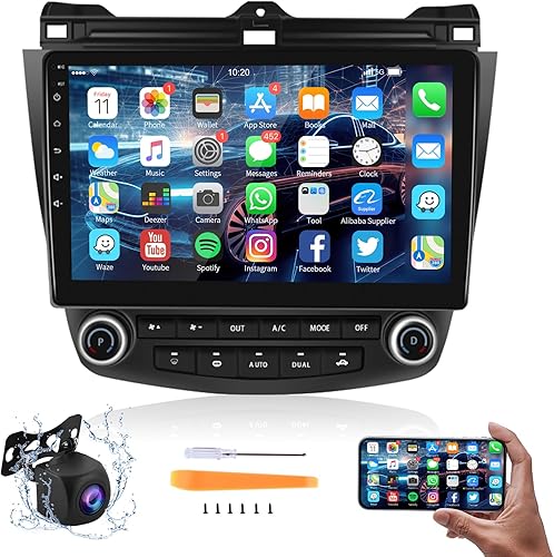 Estéreo de coche para Honda Accord 2003-2007 7th 10.1 pulgadas Android pantalla táctil radio de coche con Bluetooth, navegación GPS, WiFi, Mirror