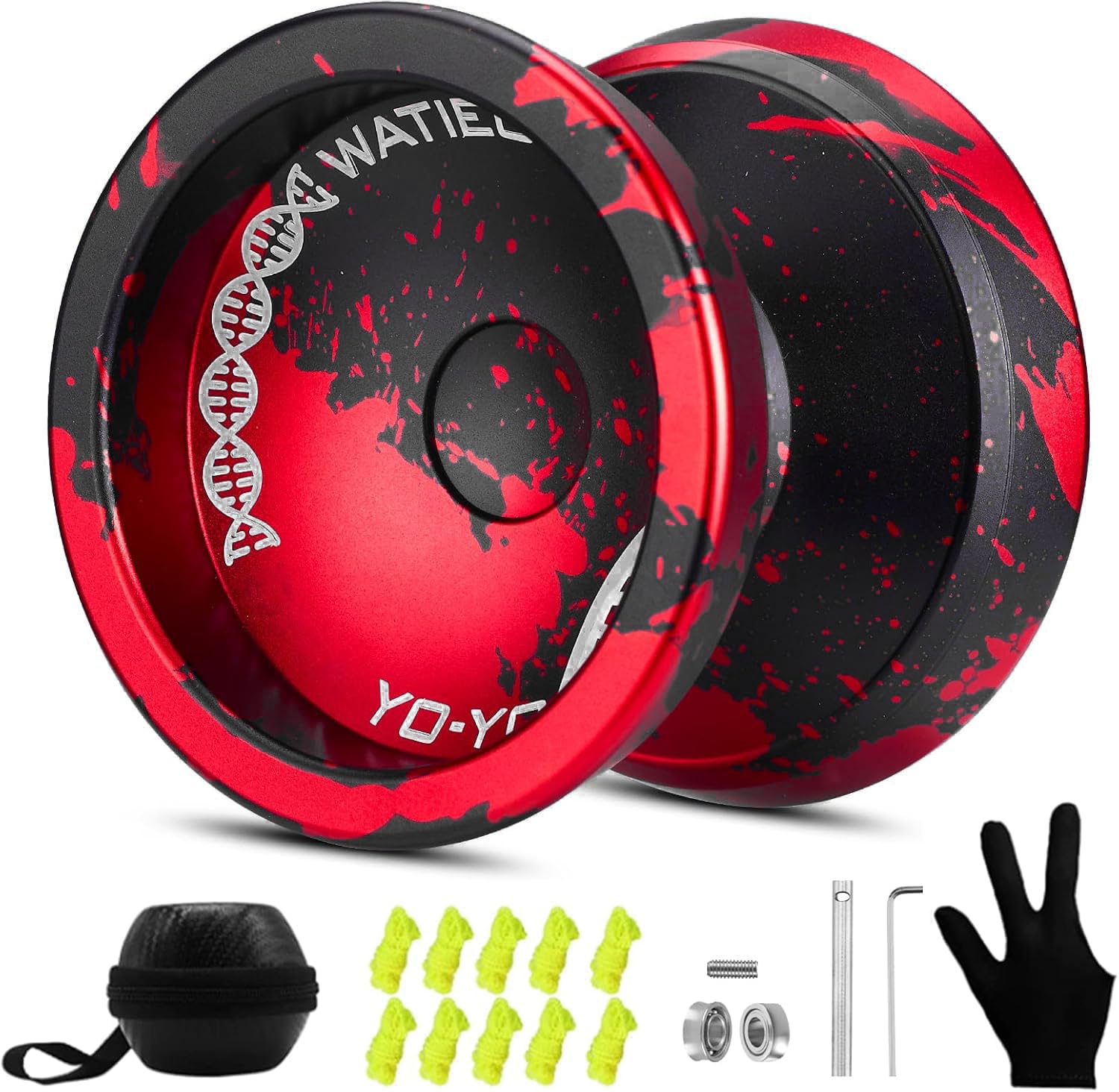 WATIEOBOO YoYo Professional Responsive Yo yo Bearing for Kids Beginner Unresponsive Yoyo Bearing for Fingerspin Yoyos Tricks with Yoyo Accessories -Black and Red