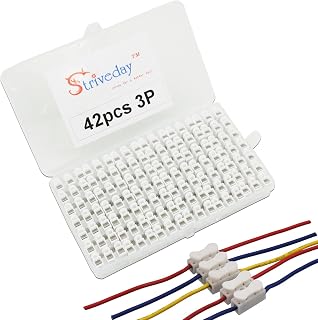 42pcs Spring Loaded Terminal Connectors – Quick Wire Push-in Connectors, 3 Pin Electrical Connectors, 20-24 AWG, Secure Locking for DIY, Automotive, Home Wiring (3 Pin)