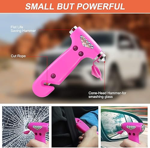 Miniatura 5 de THINKWORK - Kit de emergencia de automóvil, kit de asistencia de emergencia en carretera con cables de arranque de 10 pies, kit de primeros Rosado