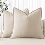 MIULEE Linen Couvertures d'oreillers 2 Coussin décoratif Couvertures d'oreillers à jet de coussin Boho ferme souple Accent Couch oreillers Moderne décoration maison pour canapé salon lit 20x20 De pouce Beige naturel