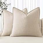 MIULEE Decorative Linen Euro Sham Pillow Covers 24x24 Natural Beige Boho Farmhouse Neutral Couch Throw Pillows for Bed Pack of 2 Accent Modern Pillowcase Sofa Livingroom Home Decor