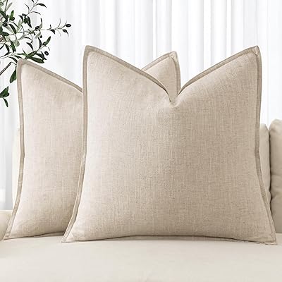 MIULEE Pack of 2 Corduroy Decorative Throw Pillow Covers 18x18 Inch Soft Boho Striped Pillow Covers Modern Farmhouse Home Decor for Sofa Living Room Couch Bed Cream White